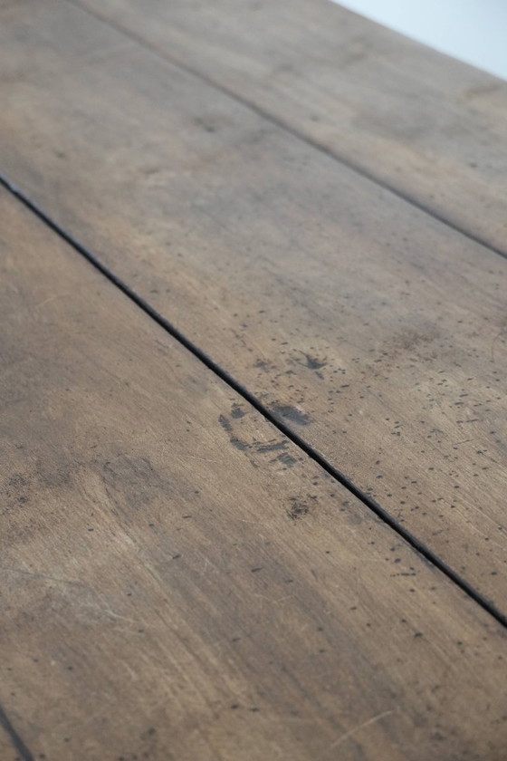 Image 1 of Robust antique French 6-person dining table made of fruit wood with 3 drawers from the late 18th century