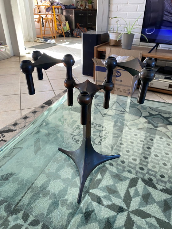 Image 1 of Base per Candelieri + 2 Candelieri Modulari NAGEL Marrone Rame 1970