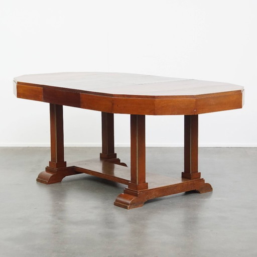 Table de salle à manger extensible Art déco pour 4 à 6 personnes