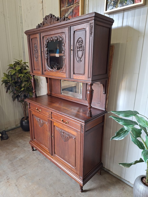 Antique sideboard, china cabinet, wall cabinet dim. 130x47cm and 213cm high
