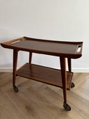 Vintage OPAL wooden bar cart / serving trolley - 1950s