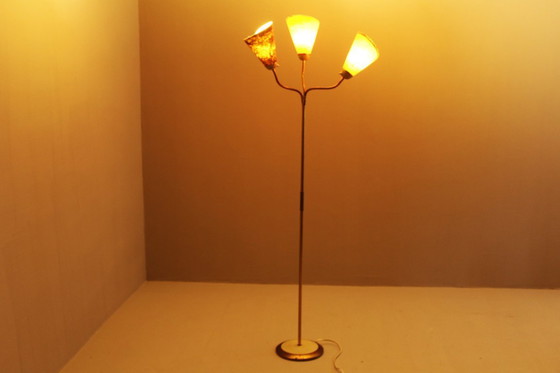 Image 1 of Italienische Stehlampe aus Messing mit drei Leuchten, 1960er Jahre