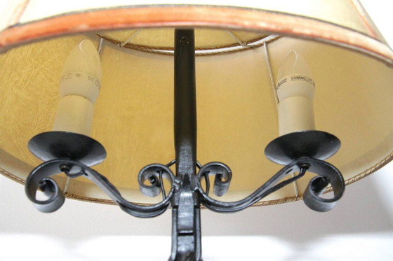 Image 1 of Lampe Beistelllampe Eisen Kunstleder 73cm Vintage