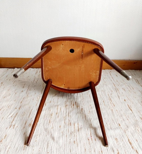 Image 1 of 2x vintage faux leather chairs with compass legs