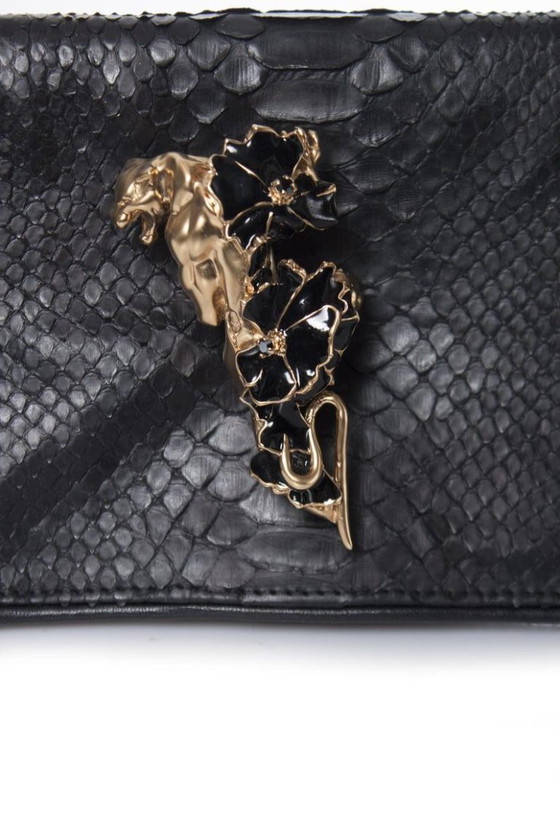 Image 1 of Maison Du Posh, schwarze, gummierte Python-Clutch