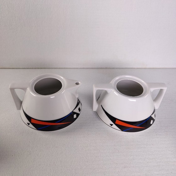 Image 1 of Tea for one | Theepot & suikerpot | J. Kronester | Bavaria | West Germany - Hoyng - Memphis Milano stijl | 80's