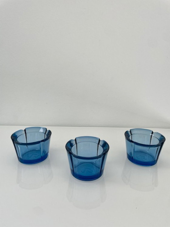 Image 1 of 3x Rosendahl Dänisches Design Kerzenhalter blau Glas