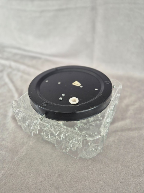 Image 1 of Mid Century Modern Glass Flush Mount Ceiling Light 20cm – Space Age Textured Crystal E27 Lamp