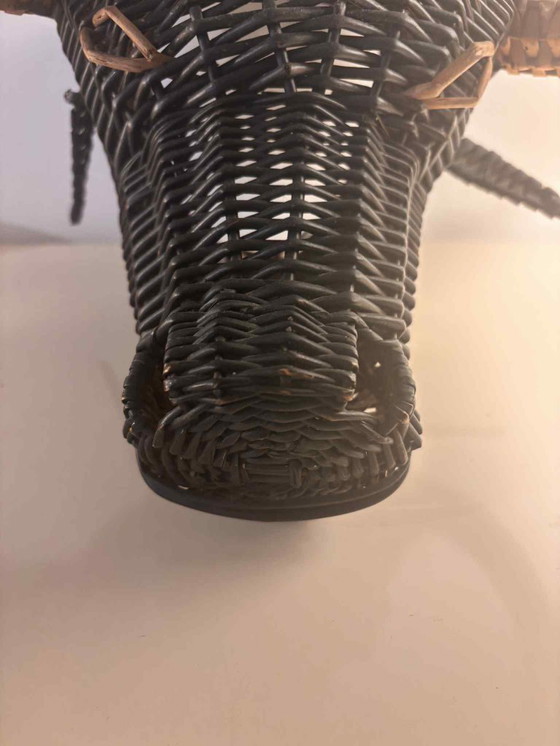 Image 1 of Vintage Wicker Bull’s Head Sculpture Wall art Wicker Collector 1950s France Picasso collection black toro