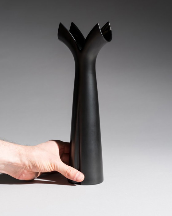 Image 1 of Lino Sabattini Rosenthal "Pianta" Porcelaine Noire Chic Portacandele Duo e Vaso