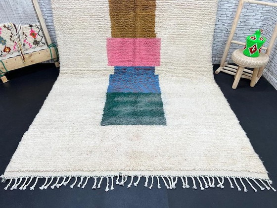 Image 1 of Handmade Beni Ourain rug: 3/2 m Authentic Moroccan wool rug, geometric design