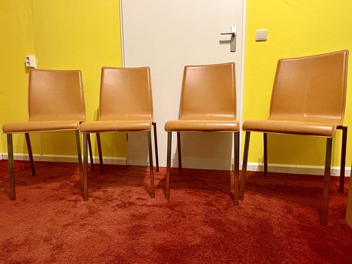 4 x Pedrali Kuadra 1291 leer + staal