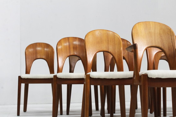 Image 1 of Vintage Deense Mid Century eetkamer stoelen Niels Koefoed teak , set van 10
