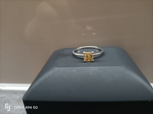 Ring - 14 carat white gold - 1.03 ct. two diamonds