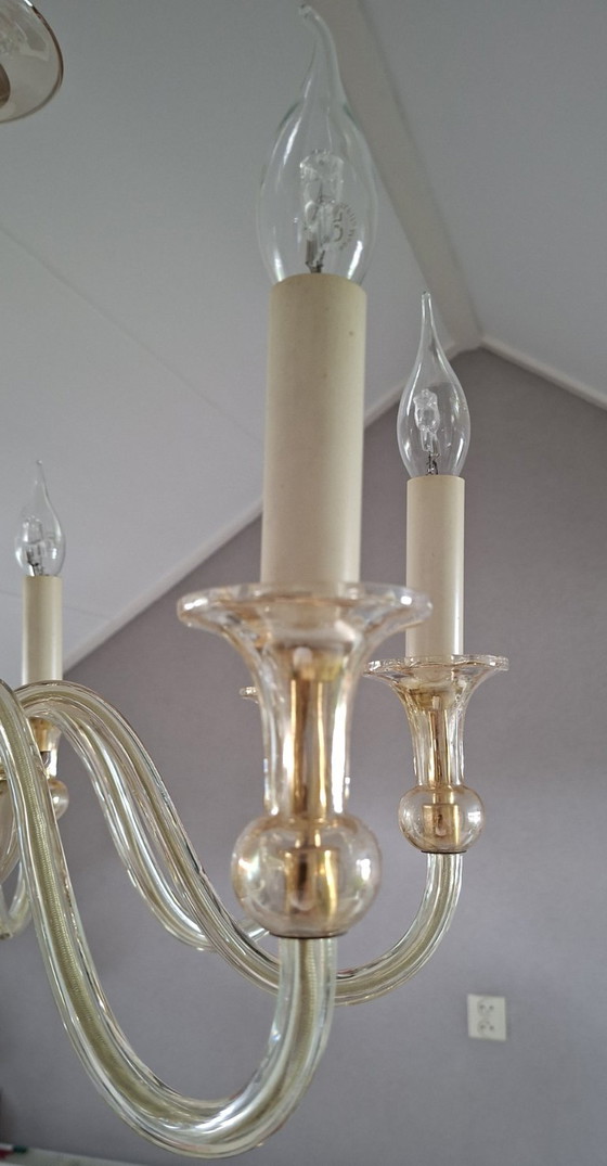 Vintage Italian Murano 8-Arm Chandelier - Crystal. – Copper (photo 15 of 17)