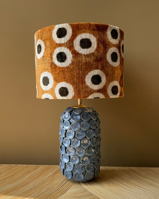 Blue flowers handmade lamp