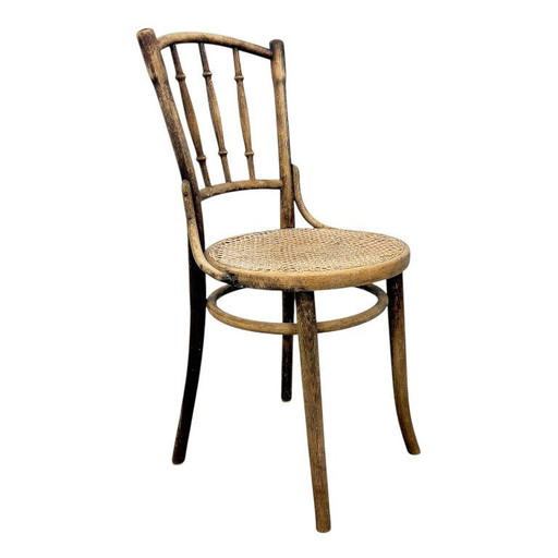 Antique Thonet bentwood chair – original webbing seat – Viennese café chair