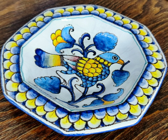 Splendido Piatto / Ciotola da Parete Vintage Romano Innocenti Maiolica Italiana – Firmato (1985), 22 cm (photo 2 of 9)