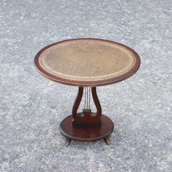 Image 1 of Consolle francese vintage in legno - Tavolino in pelle goffrata - Stile Napoleone III. - 60s