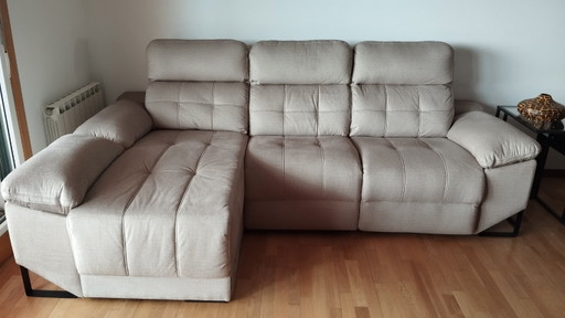 Reclining Sand-Colored Chaise longue Sofa