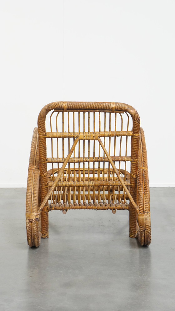 Image 1 of French rattan vintage design armchair from the 1950s