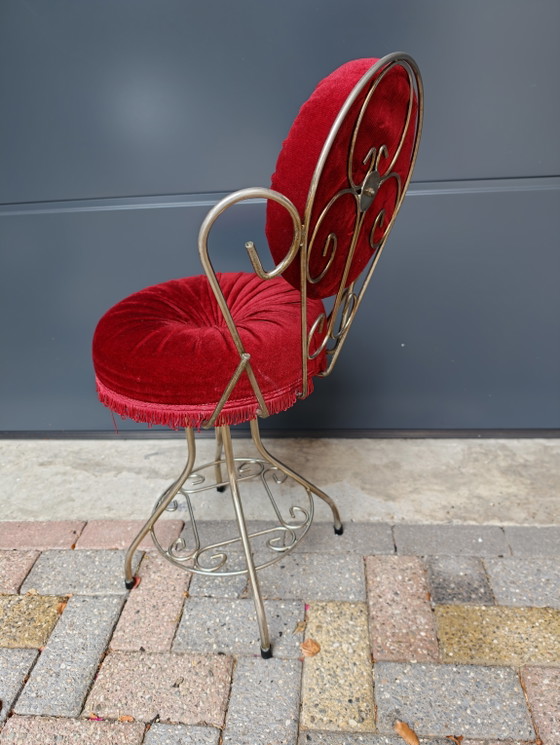 Hollywood Regency Boudoir Stoel - Jaren '50 – Eetkamerstoelen, Textile (photo 7 of 7)