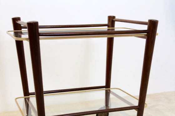Serving Trolley by Cees Braakman for Pastoe, Bar carts, Glass, Rubber (photo 4 of 7)