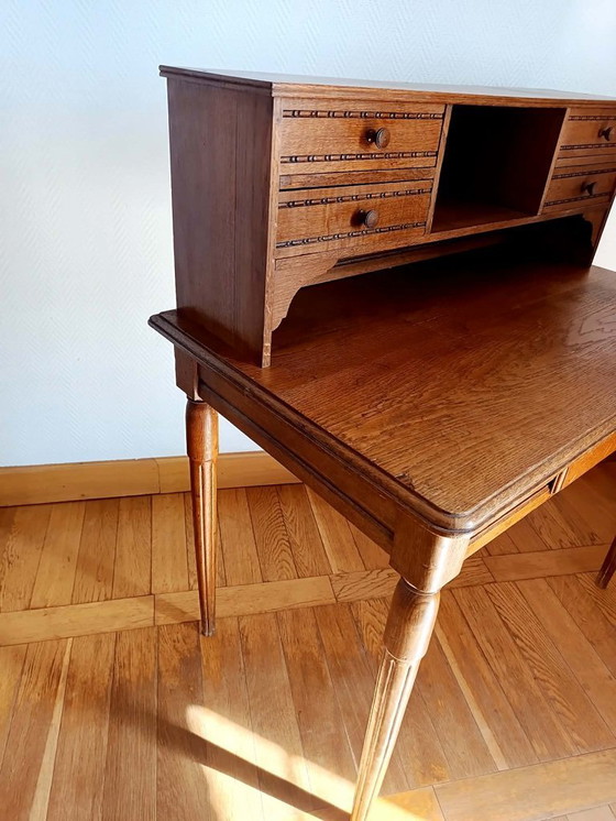 Image 1 of Escritorio escalonado Art Déco en roble claro.