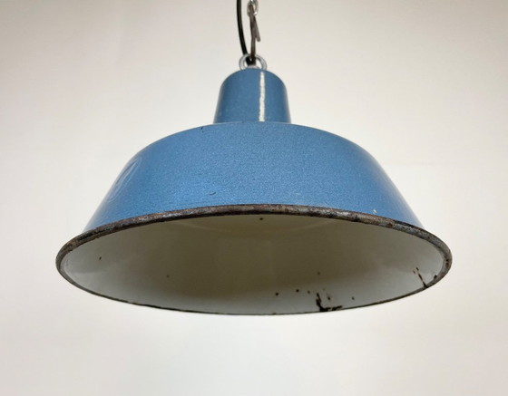 Image 1 of Suspension industrielle en émail bleu, années 1960