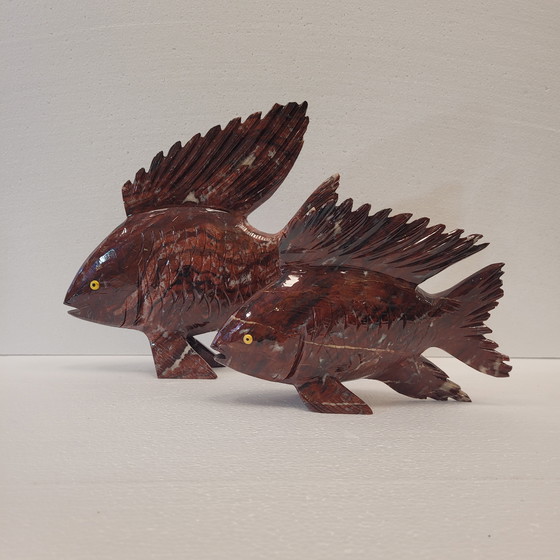 Image 1 of Coppia di pesci, diaspro rosso, XX secolo - Cina