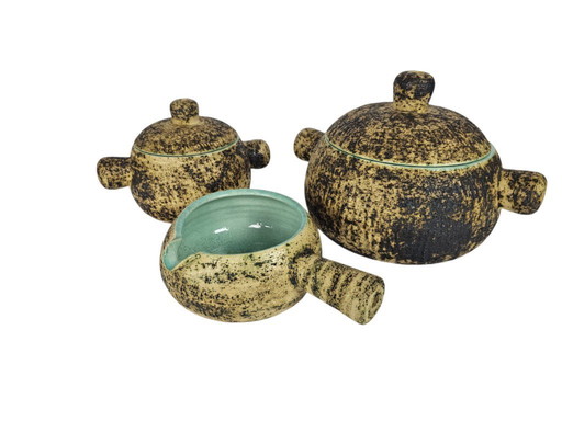 Pieter Groeneveldt – Forta-Modell – 1 Schüssel – 2 Kochtöpfe – Birkenrinde – 1960er Jahre