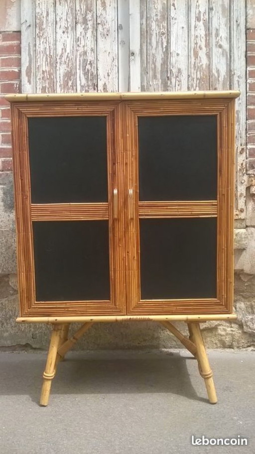 Two-door rattan sideboard in the Audoux Minet style