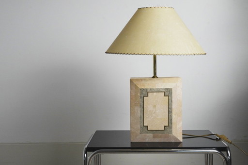 Vintage Marble Table Lamp Italian Art Deco Stone Lamp Geometric Marble Lighting Mid Century Modern Accent Lamp