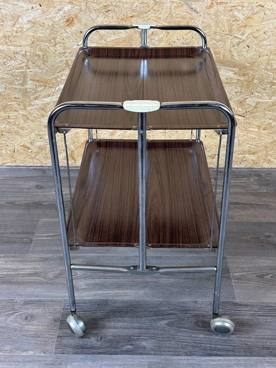 Image 1 of 60s 70s serving trolley dinette side table space age brown design