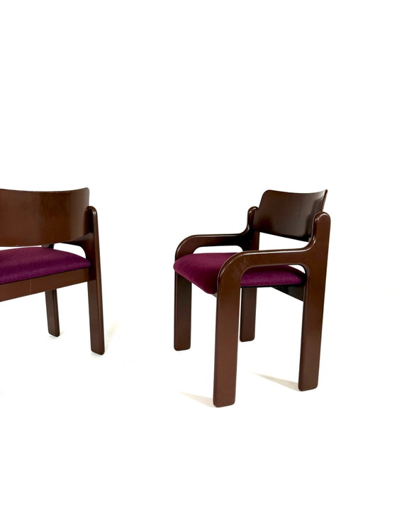 4x restored ‘Flamingo’ chairs, Eero Aarnio ‘70s, Asko, Dining chairs, Wood, Wool, Brown (photo 8 of 13)