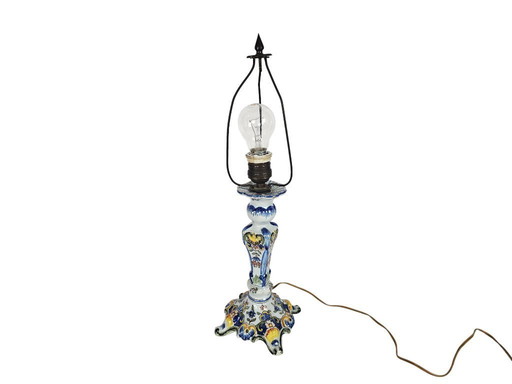 Desvres - Faience pottery - polychrome - table lamp - France - 3rd quarter 19th century