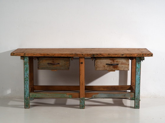 Tavolo da lavoro antico (c.1920) #15, Scrivanie, Legno, Pelle, Marrone, Rustic (foto 41 di 45)
