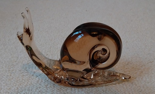 Wunderschöne, große Murano-Schnecke, transparent rauchbraun, Vincenzo Nason & Co., Murano, 20 x 13 cm