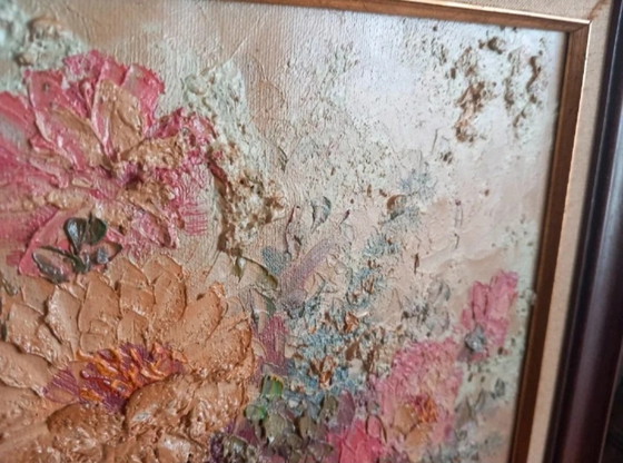 Image 1 of Tableau Robert HELMAN - Nature morte florale - Huile sur toile à l'impasto
