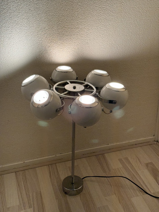 Image 1 of Originaler Space Age-Kronleuchter aus den 1960er/70er Jahren mit sechs verstellbaren Augapfelschirmen