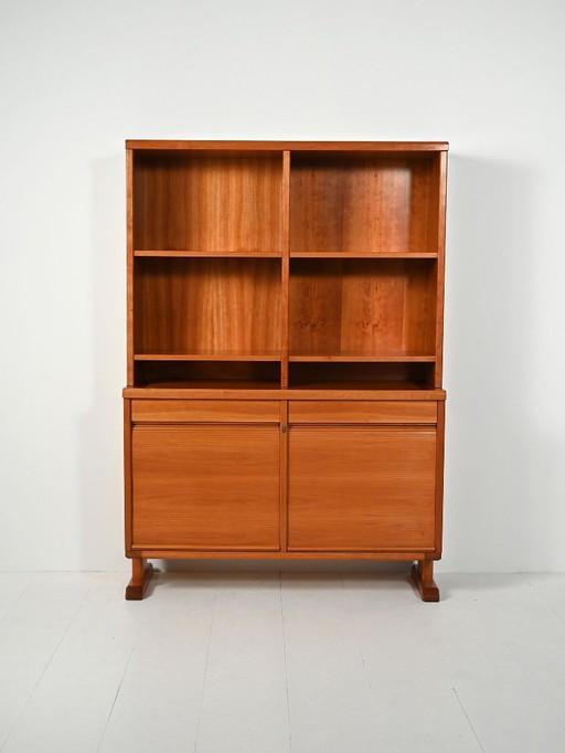 Scandinavian bookcase with sideboard and open shelves, 40s/50s