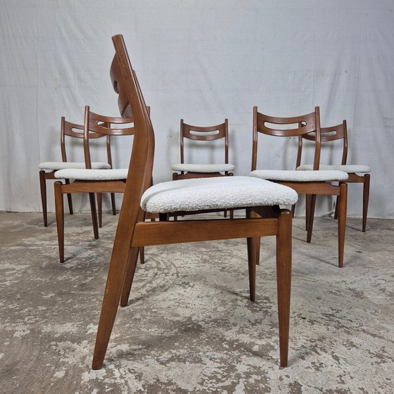 Image 1 of 6 vintage Danish design dining chairs 1960s-70s Bouclé
