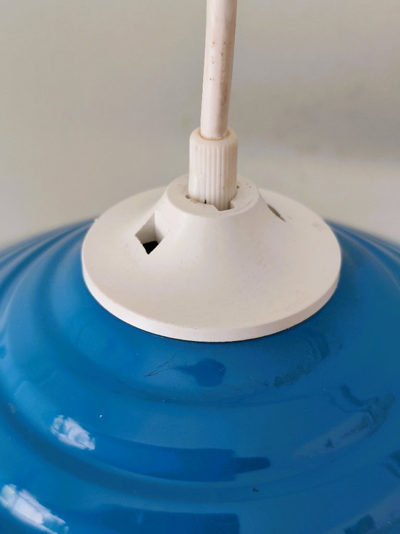 Image 1 of Blue lacquered metal pendant light