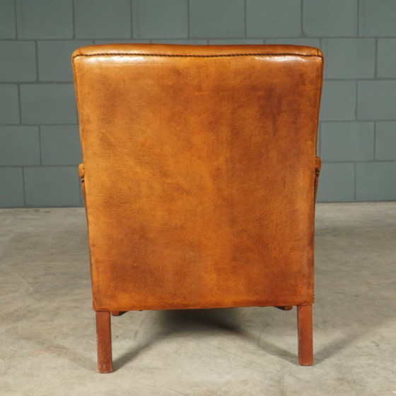 Image 1 of Vintage schaapsleren fauteuil – cognacbruin – Bendic International