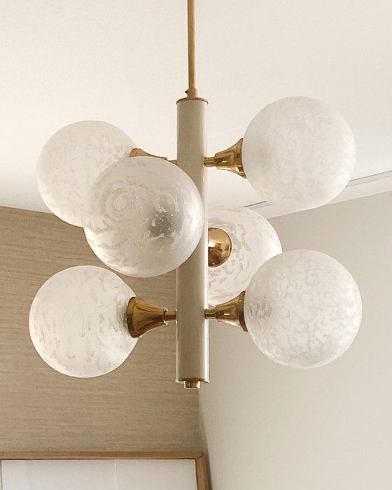 Image 1 of Kaiser Leuchten 6-Arm Glass Globe Pendant Lamp - Space Age Design from the 1960s