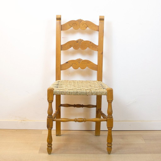 Rustic Chair with Woven Seat, Spain, 1950s