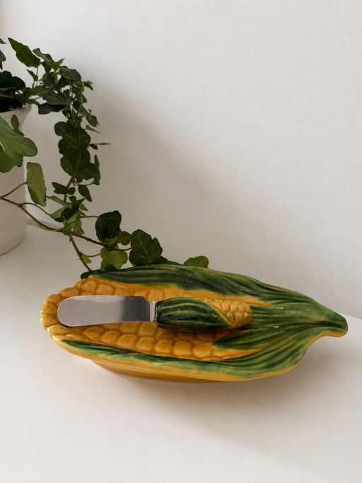 Vallauris Maïskolf Keramieken Schaaltje Met Mesje – tafelaccessoires, Ceramic (photo 2 of 5)