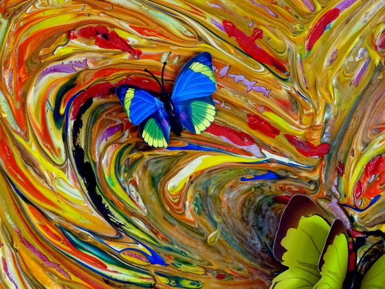 Modern painting with butterflies, black and white, CB, Paintings & Drawings, Canvas, Wood (photo 9 of 13)