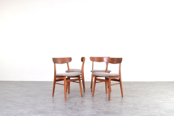 Mid-Century dänische Teak- & Woll-Esszimmerstühle von Farstrup, 1960er, 4er-Set – Silk, Wood (photo 2 of 12)