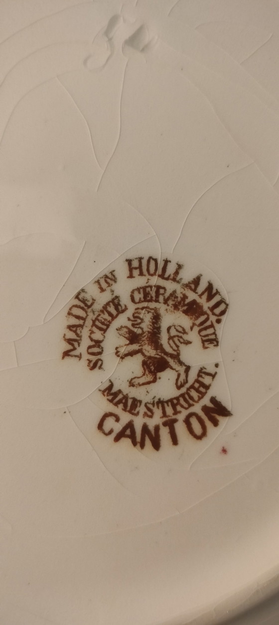 Image 1 of Plate with Chinese scene made Holland in Canton Maastricht numbered 31